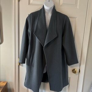 Tahari Charcoal Ribbed Cape Jacket